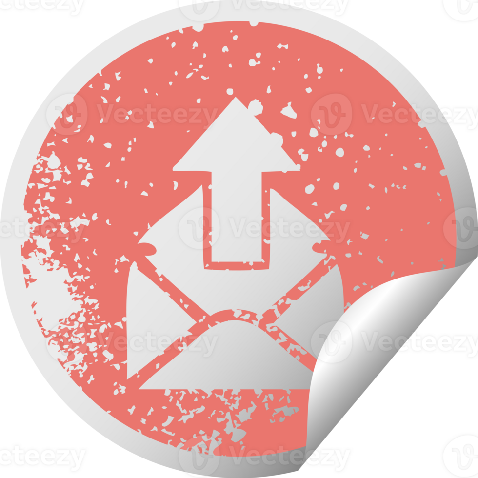 distressed circular peeling sticker symbol email sign png