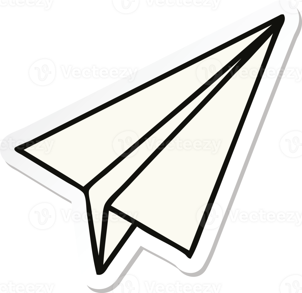 sticker of a cute cartoon paper plane png