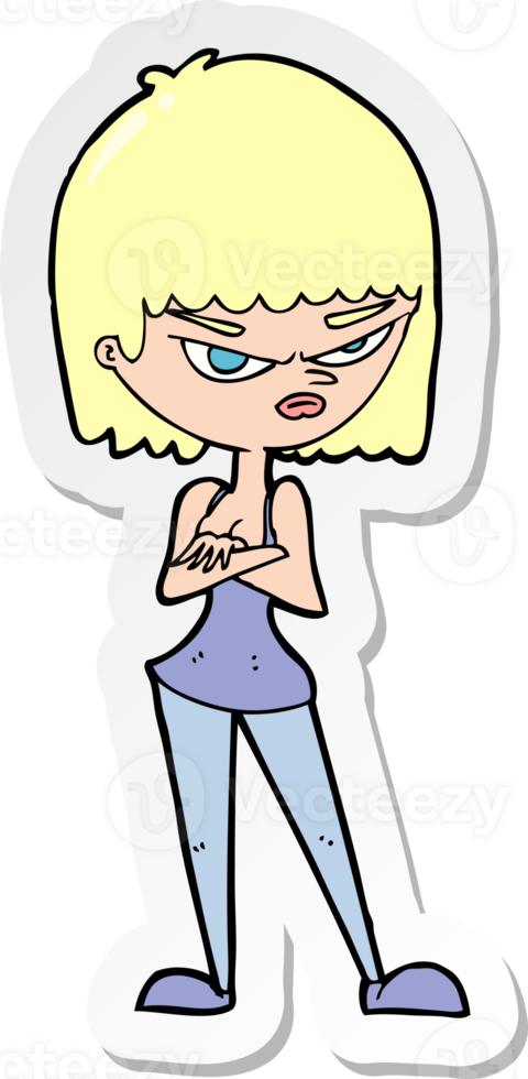 sticker of a cartoon angry woman png