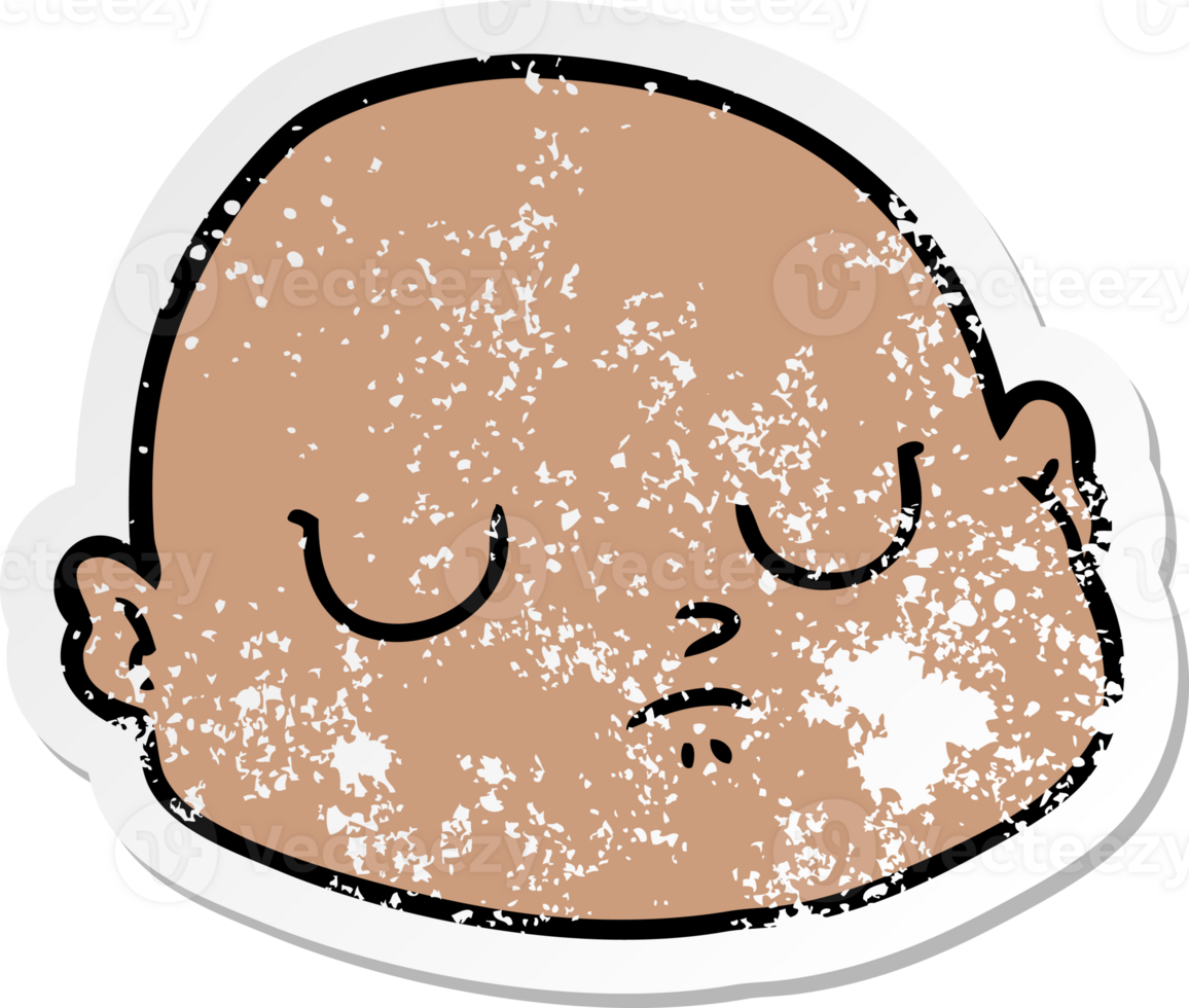 distressed sticker of a cartoon bald man png