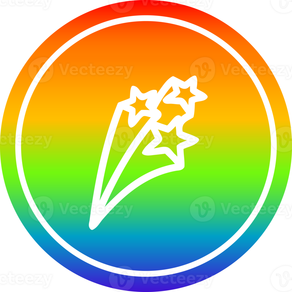shooting stars circular in rainbow spectrum png