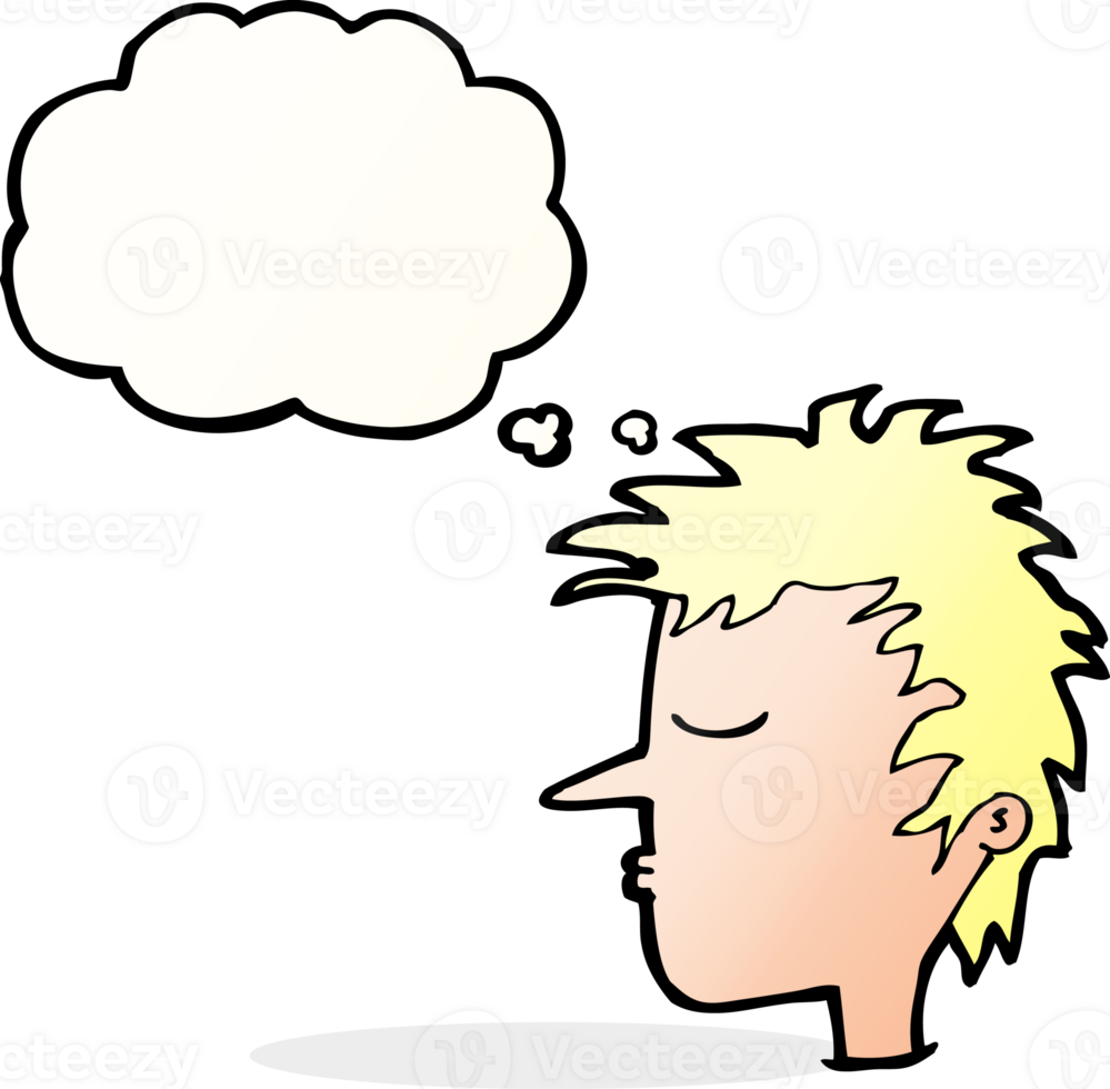 cartoon male face with thought bubble png