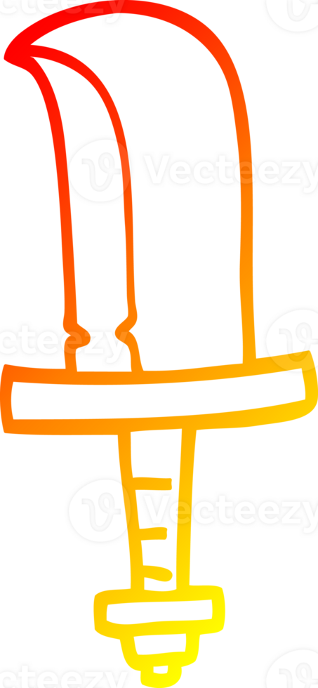 warm gradient line drawing cartoon old dagger png