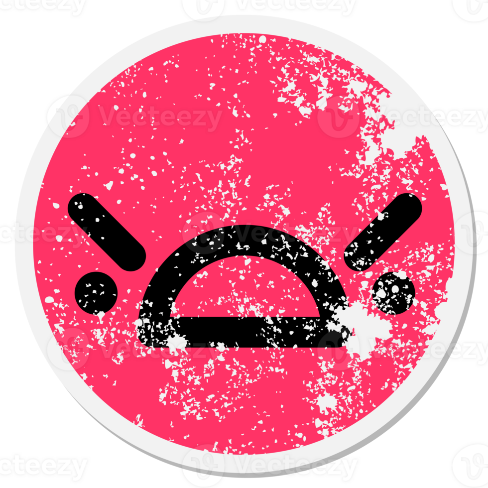 angry face circular sticker png
