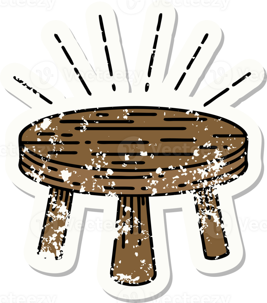 grunge sticker of tattoo style wooden stool png