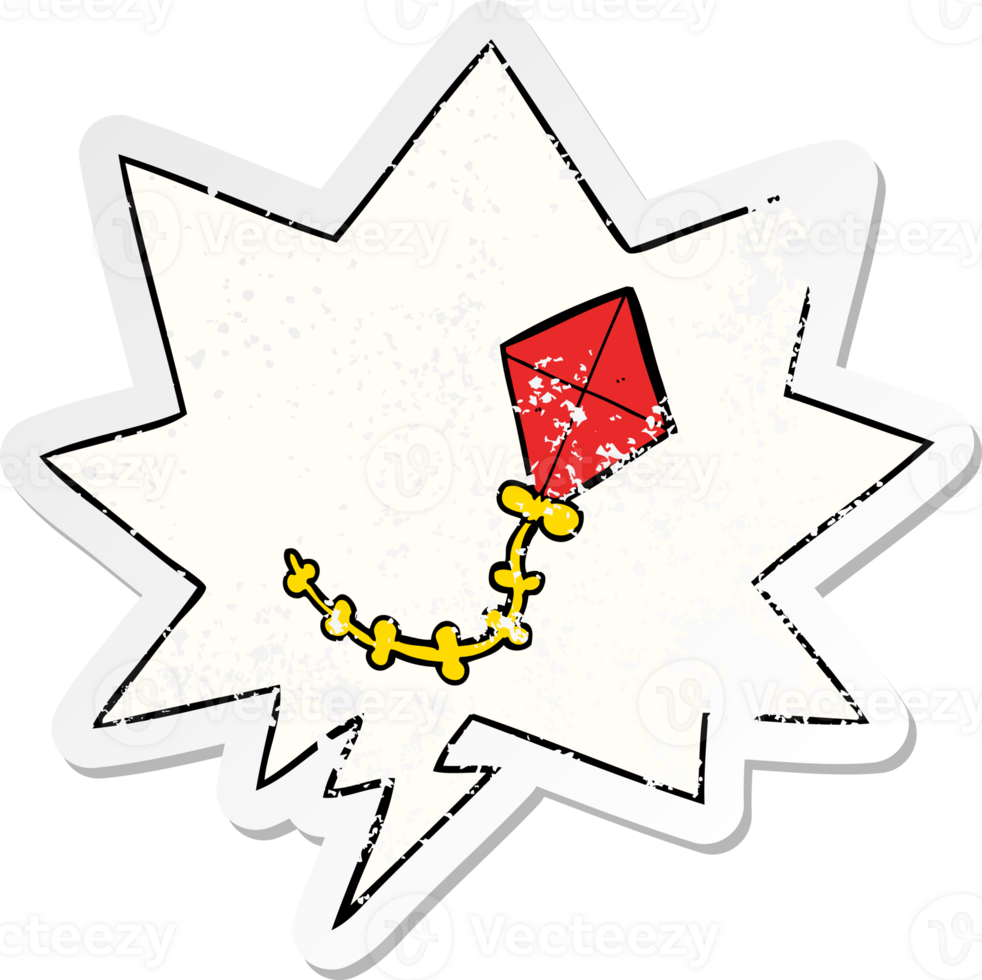 cartoon kite and speech bubble distressed sticker png