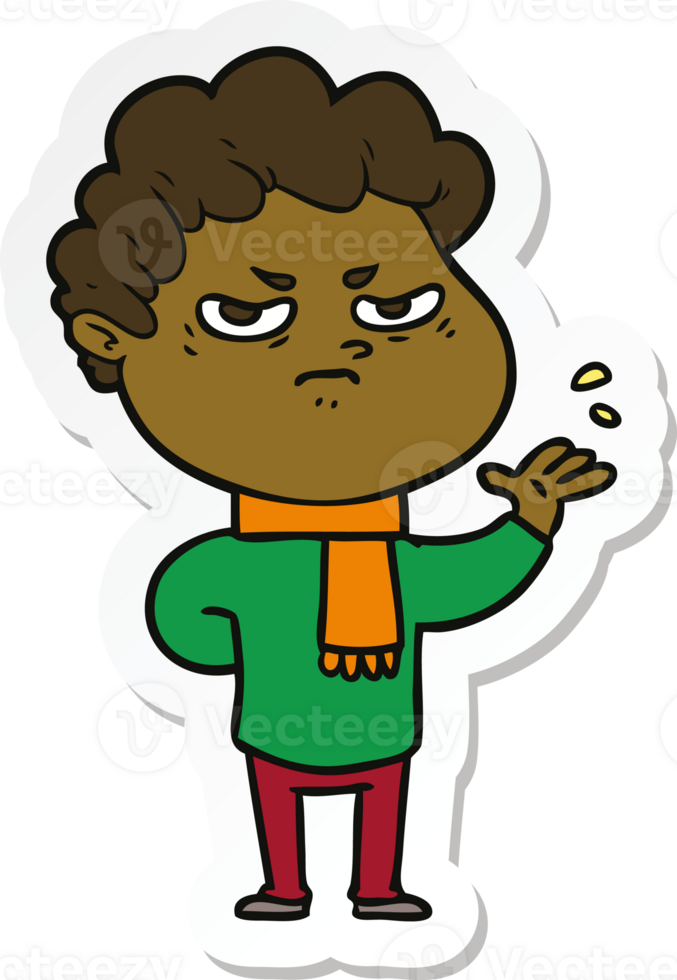 sticker of a cartoon angry man png