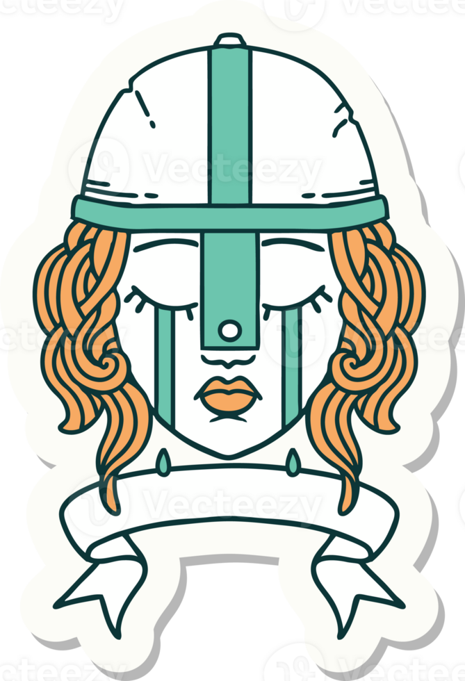 crying human fighter character with banner sticker png