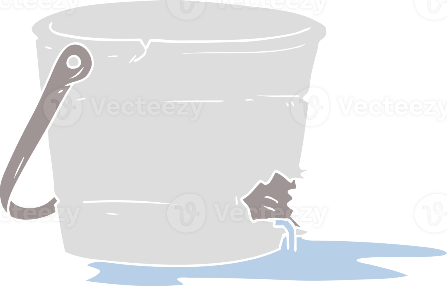 broken bucket flat color style cartoon png