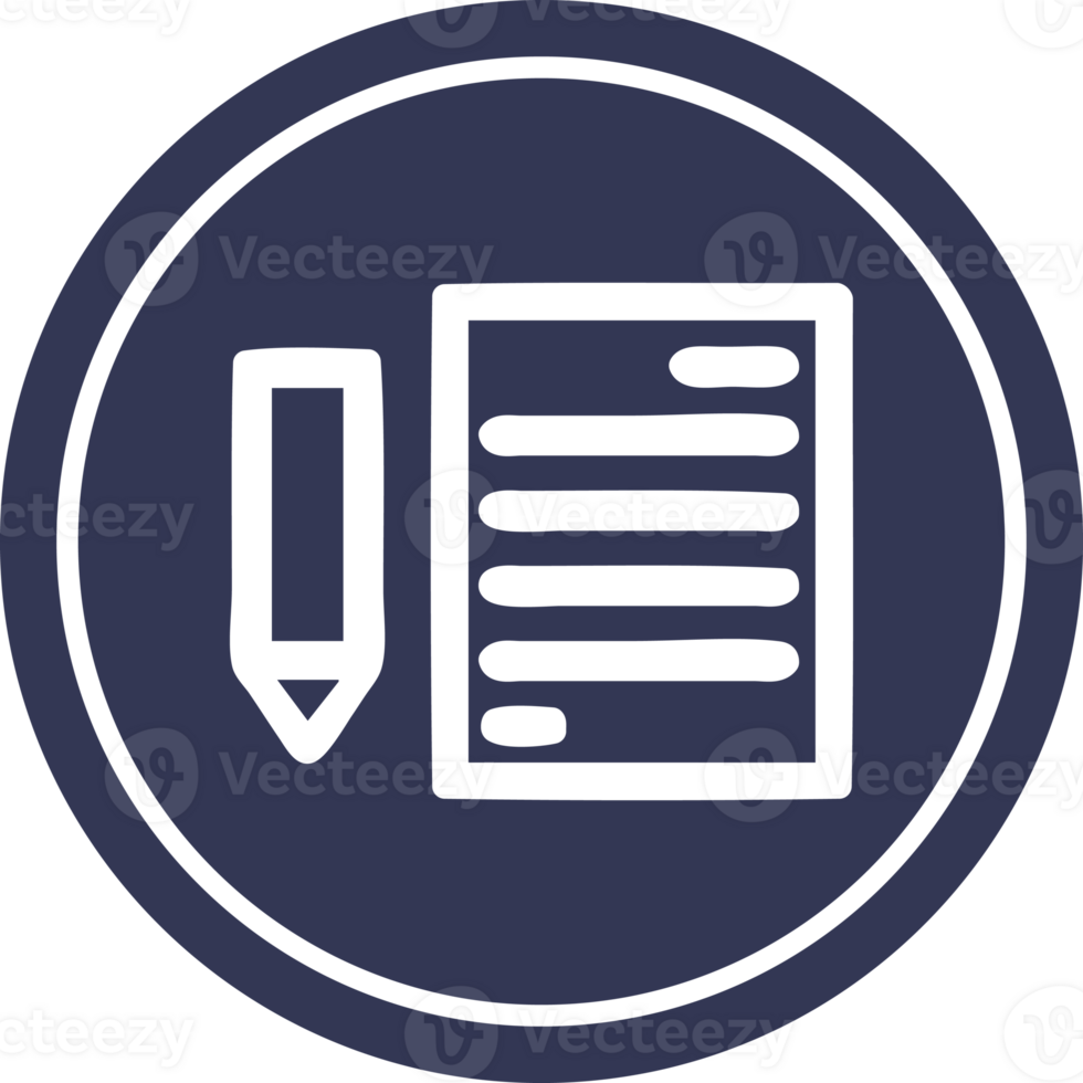 icône circulaire document et crayon png