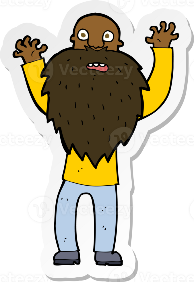 sticker of a cartoon frightened old man with beard png