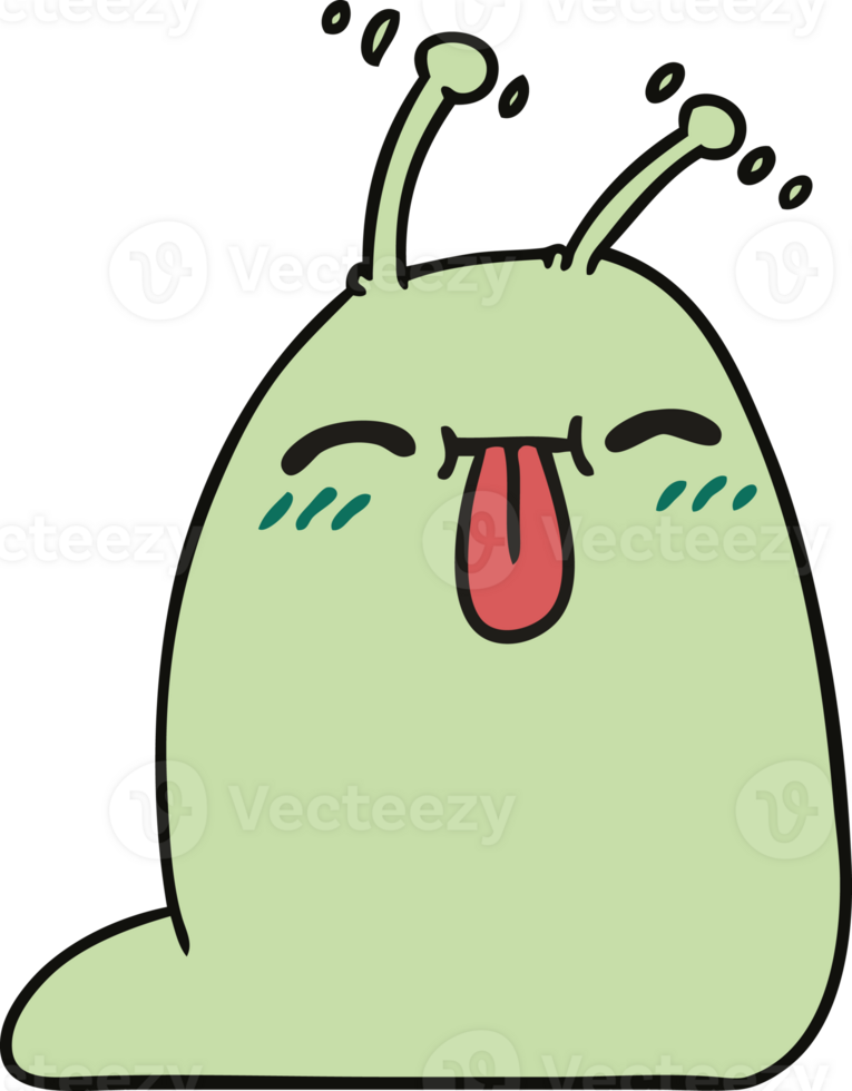 cartoon of a happy kawaii slug png