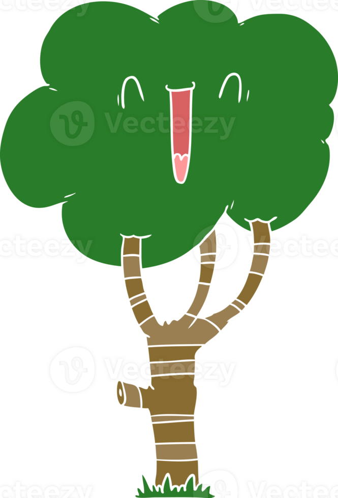 flat color style cartoon laughing tree png