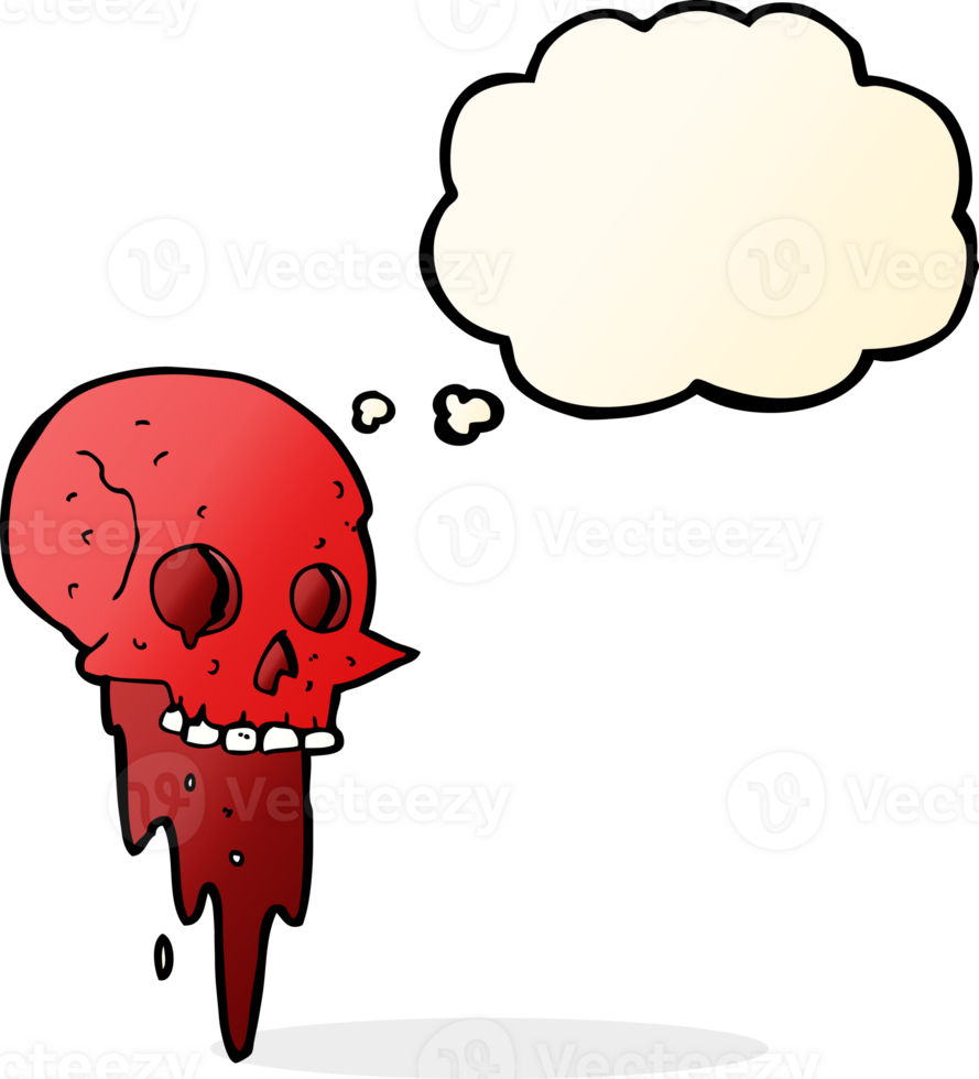 gross halloween skull cartoon with thought bubble png