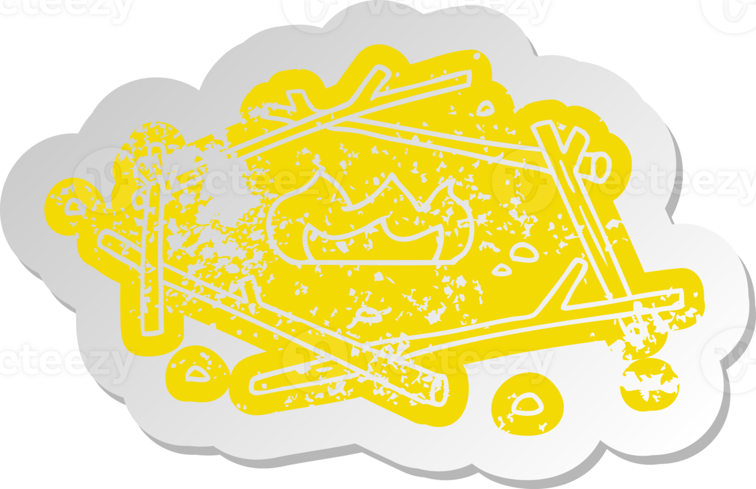 distressed old sticker of a camp fire png