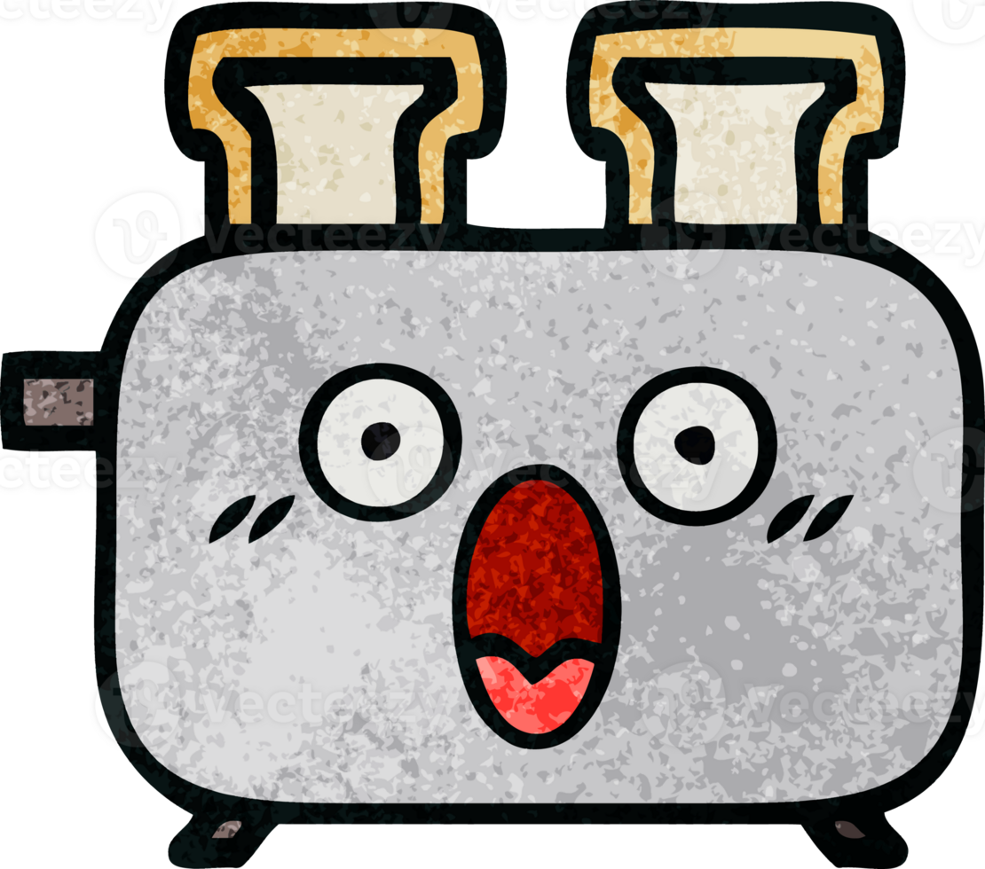 retro grunge texture cartoon of a toaster png
