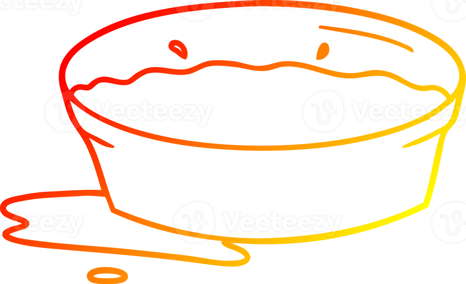 warm gradient line drawing cartoon dog water bowl png