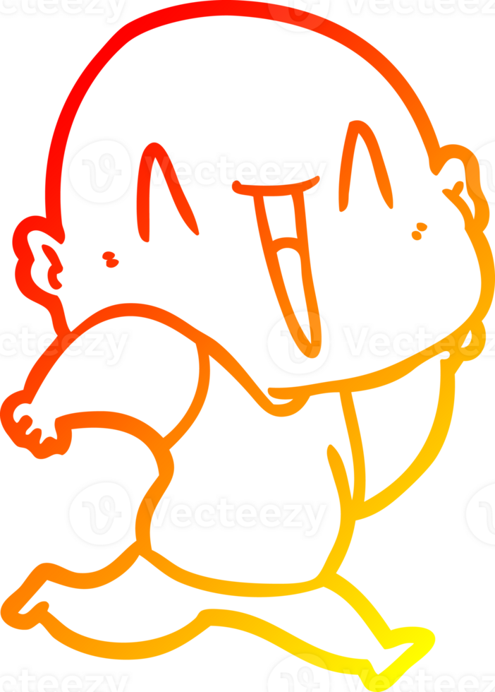 warm gradient line drawing happy cartoon bald man png
