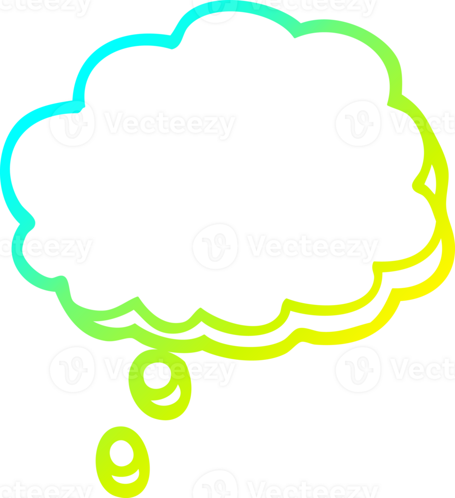 cold gradient line drawing of a cartoon mind bubble png