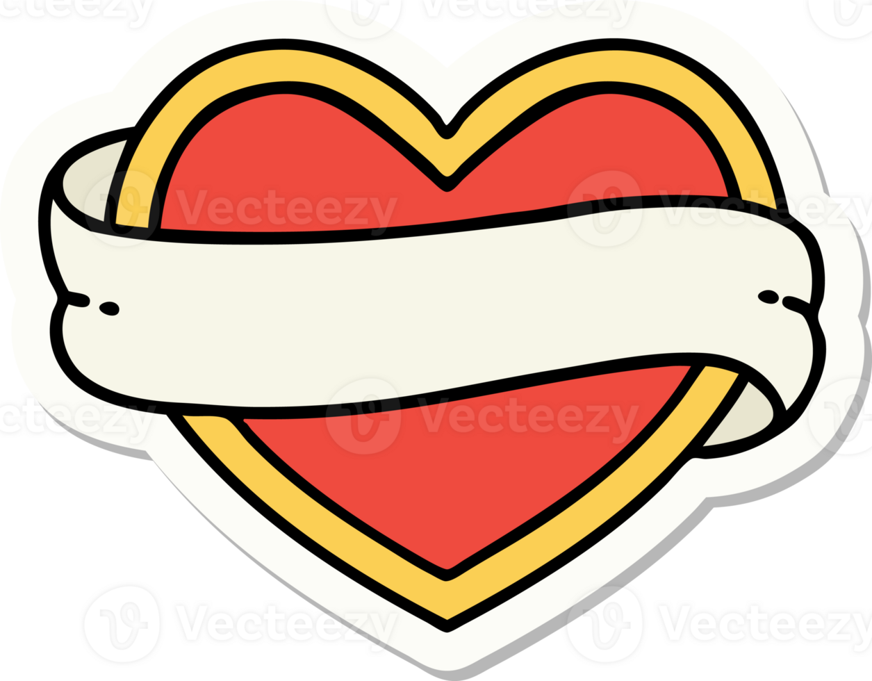 sticker of tattoo in traditional style of a heart and banner png