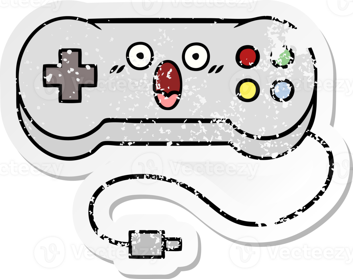 distressed sticker of a cute cartoon game controller png