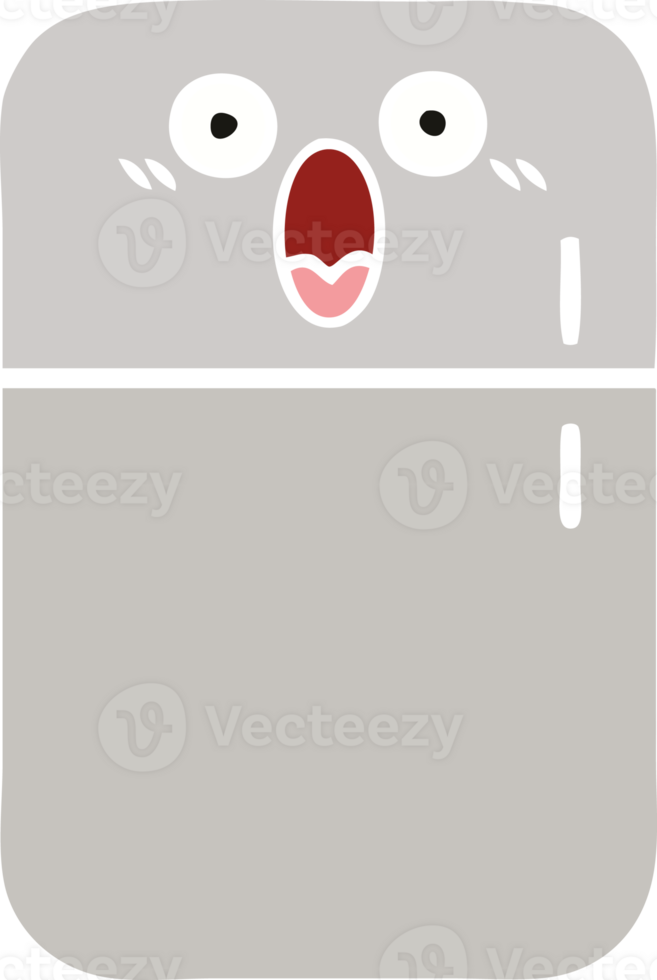 flat color retro cartoon of a fridge  zer png