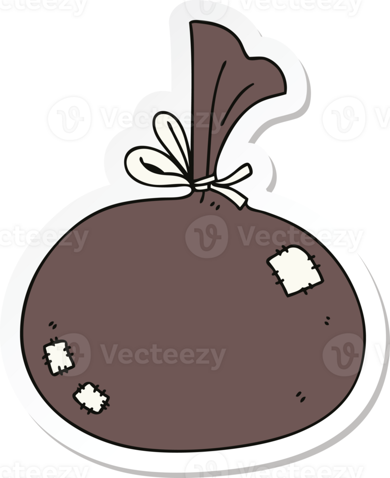 sticker of a quirky hand drawn cartoon sack png