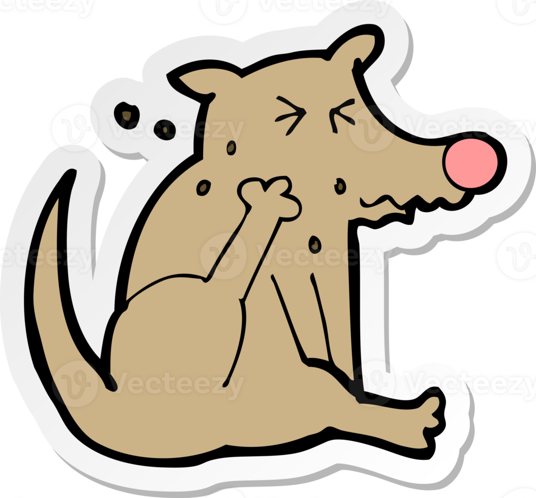 sticker of a cartoon dog scratching png