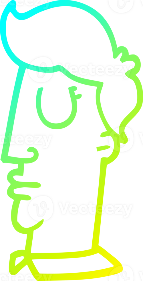 cold gradient line drawing of a cartoon human head png