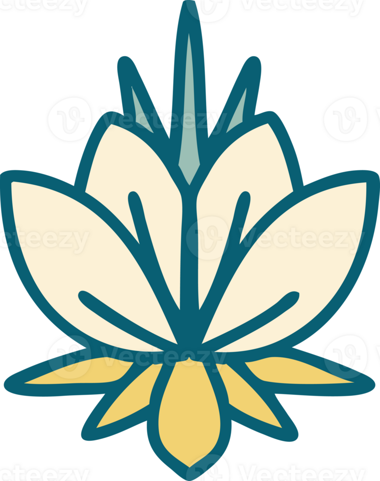 iconic tattoo style image of a water lily png