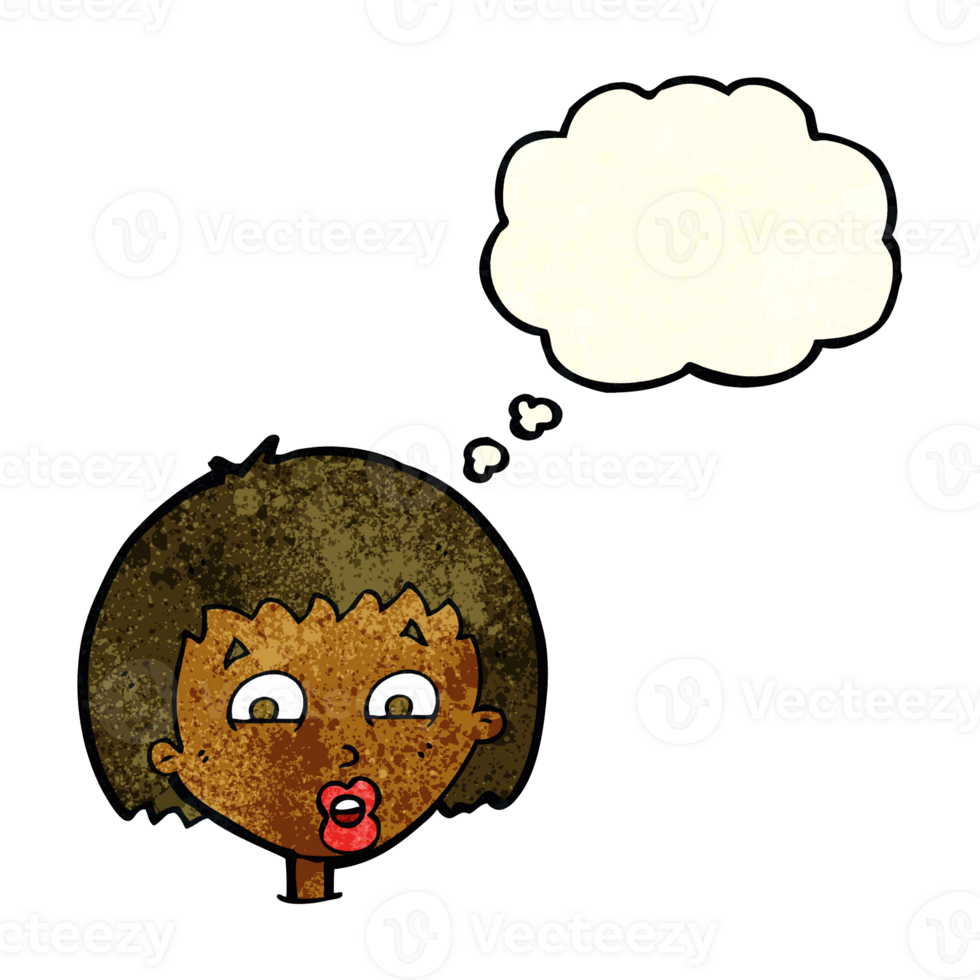 cartoon shocked expression  with thought bubble png