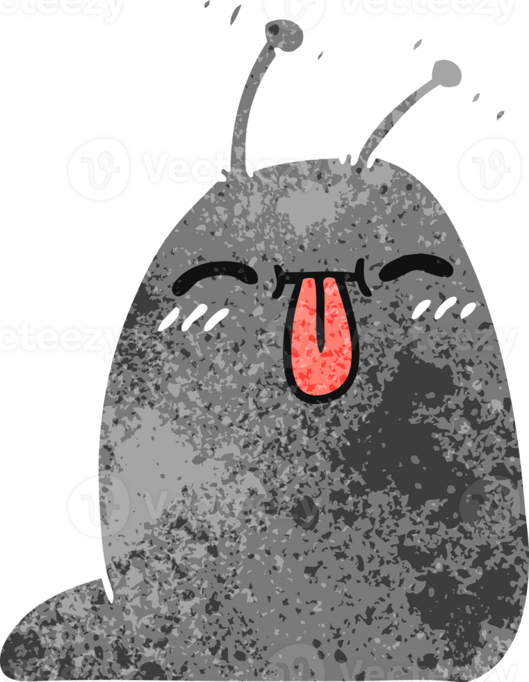 hand drawn retro cartoon of a happy kawaii slug png