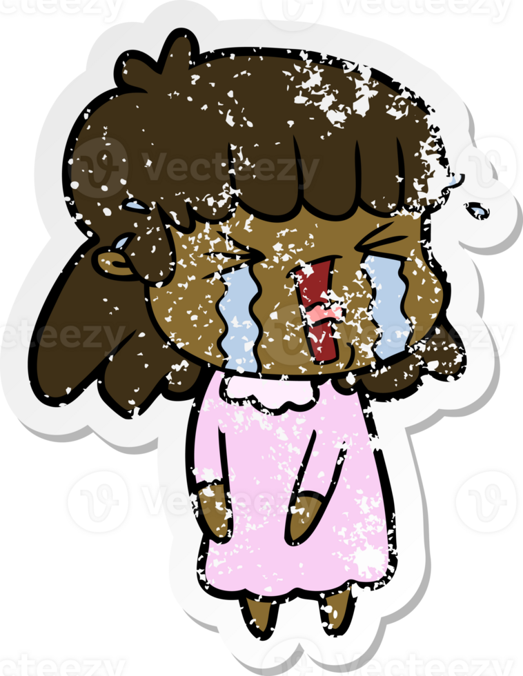 distressed sticker of a cartoon woman png