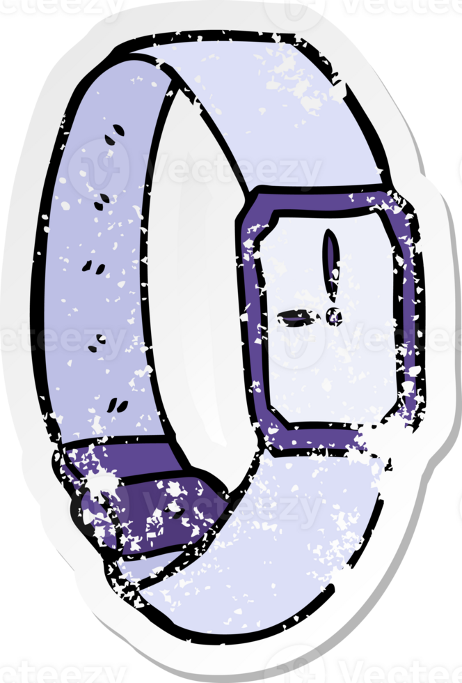 distressed sticker of a cartoon wrist watch png