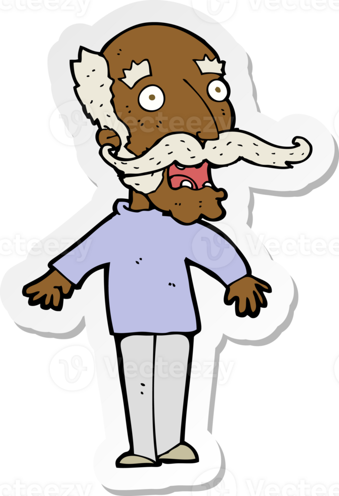sticker of a cartoon old man gasping in surprise png