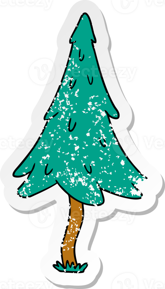 hand drawn distressed sticker cartoon doodle of woodland pine trees png
