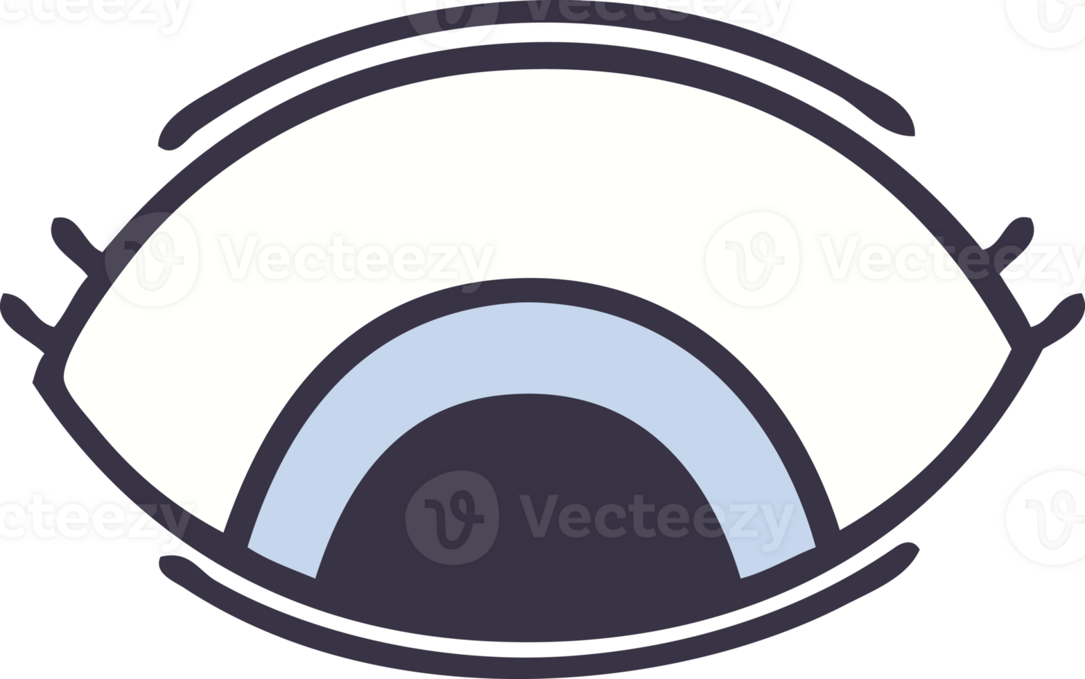 flat color retro cartoon of a eye looking down png