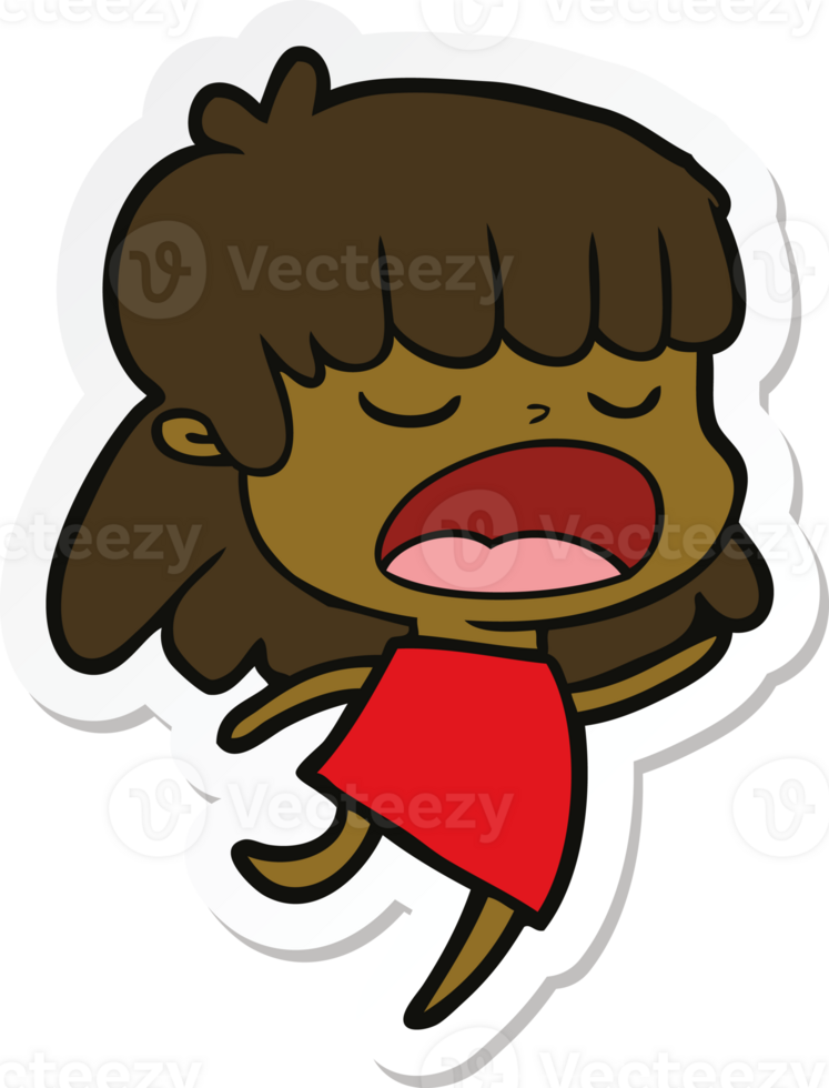 sticker of a cartoon woman talking loudly png