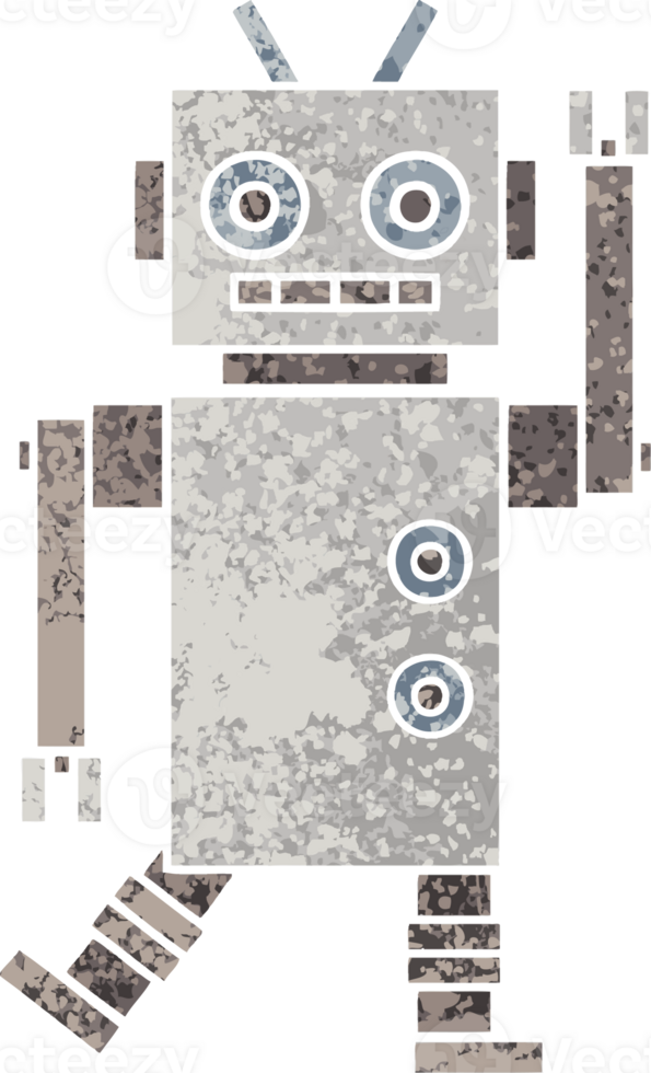 retro illustration style cartoon of a dancing robot png