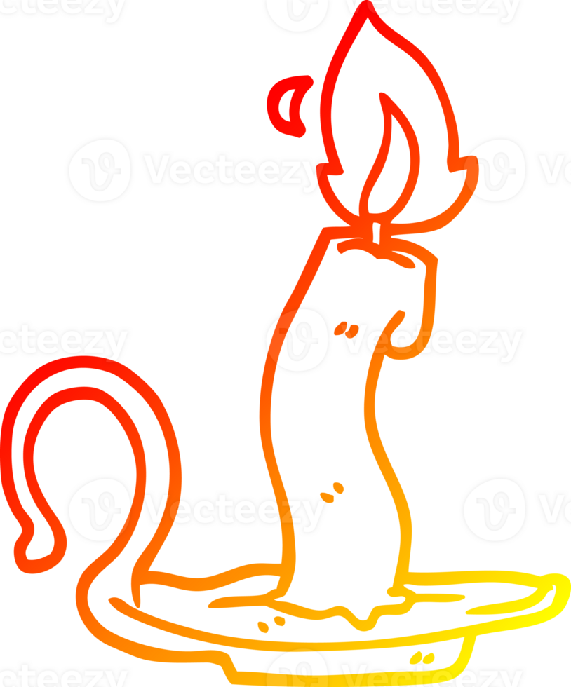 warm gradient line drawing of a cartoon burning halloween candle png