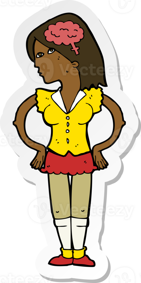 sticker of a cartoon intelligent woman png