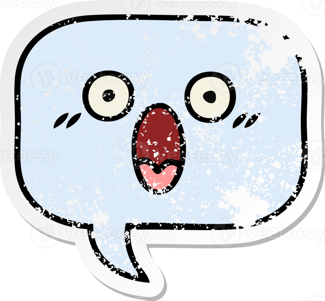 distressed sticker of a cute cartoon speech bubble png