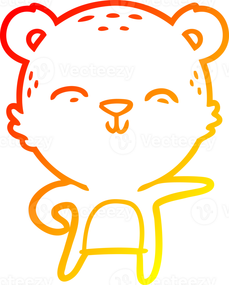warm gradient line drawing of a happy cartoon bear png