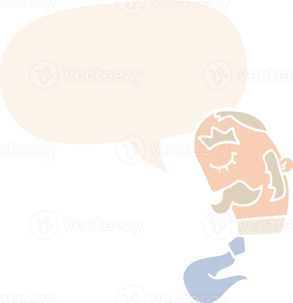 cartoon man with mustache with speech bubble in retro style png