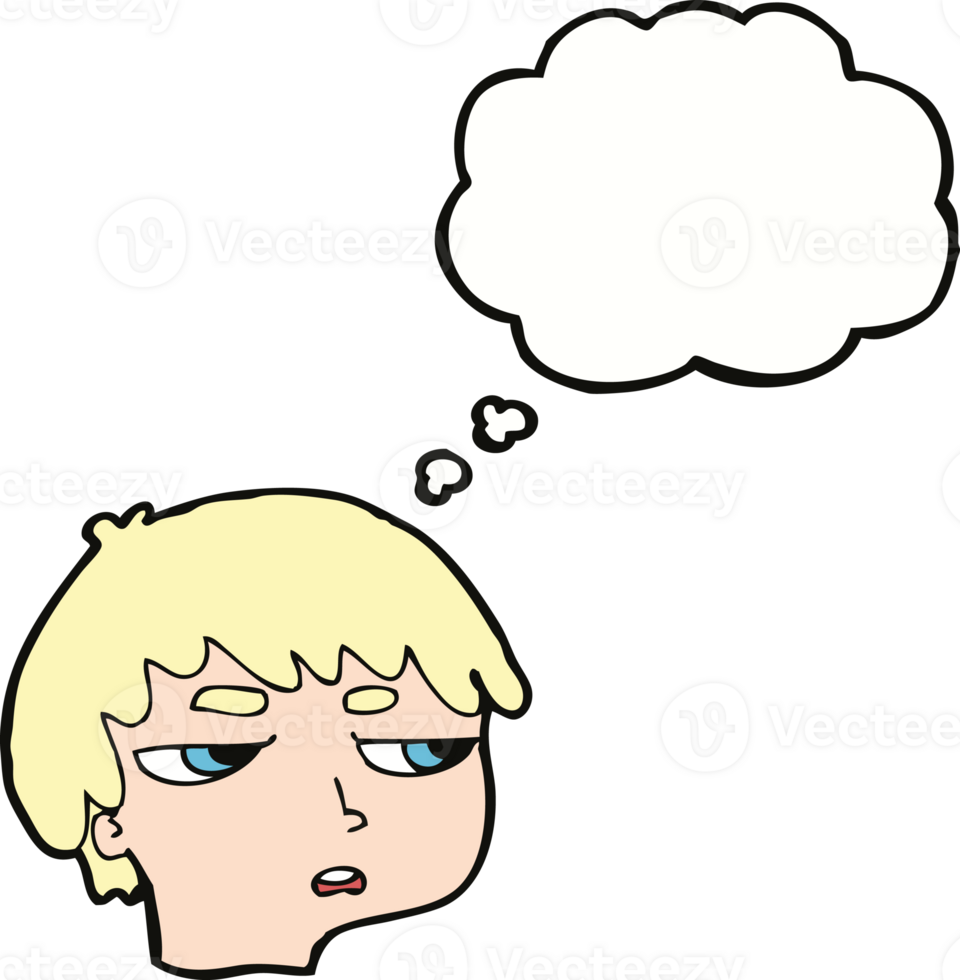cartoon annoyed boy with thought bubble png