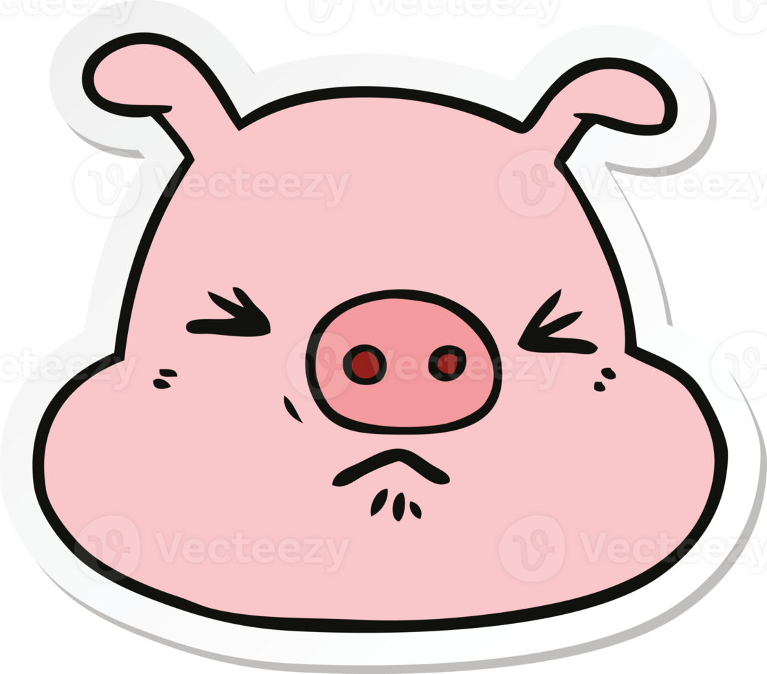sticker of a cartoon angry pig face png