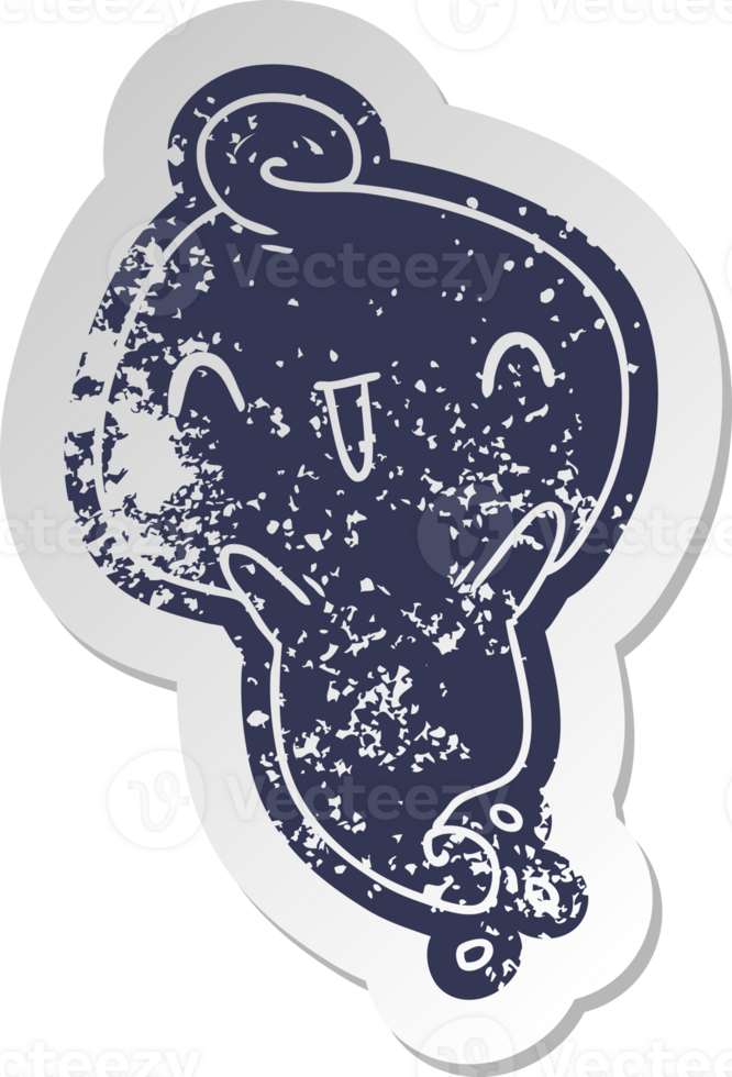 distressed old cartoon sticker kawaii cute dead ghost png