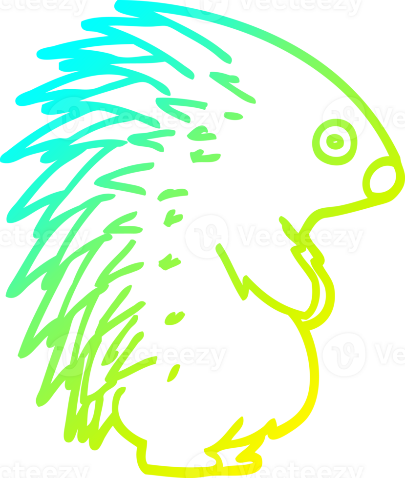 cold gradient line drawing of a cartoon spiky hedgehog png