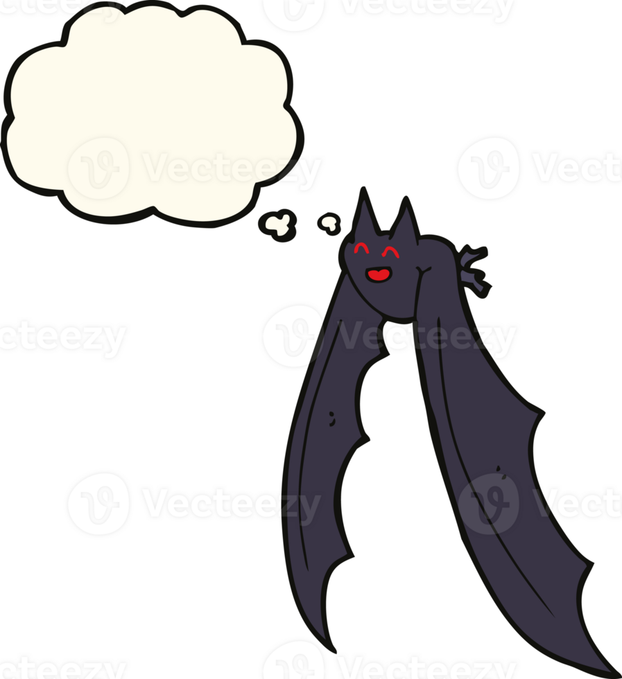 cartoon flying bat with thought bubble png