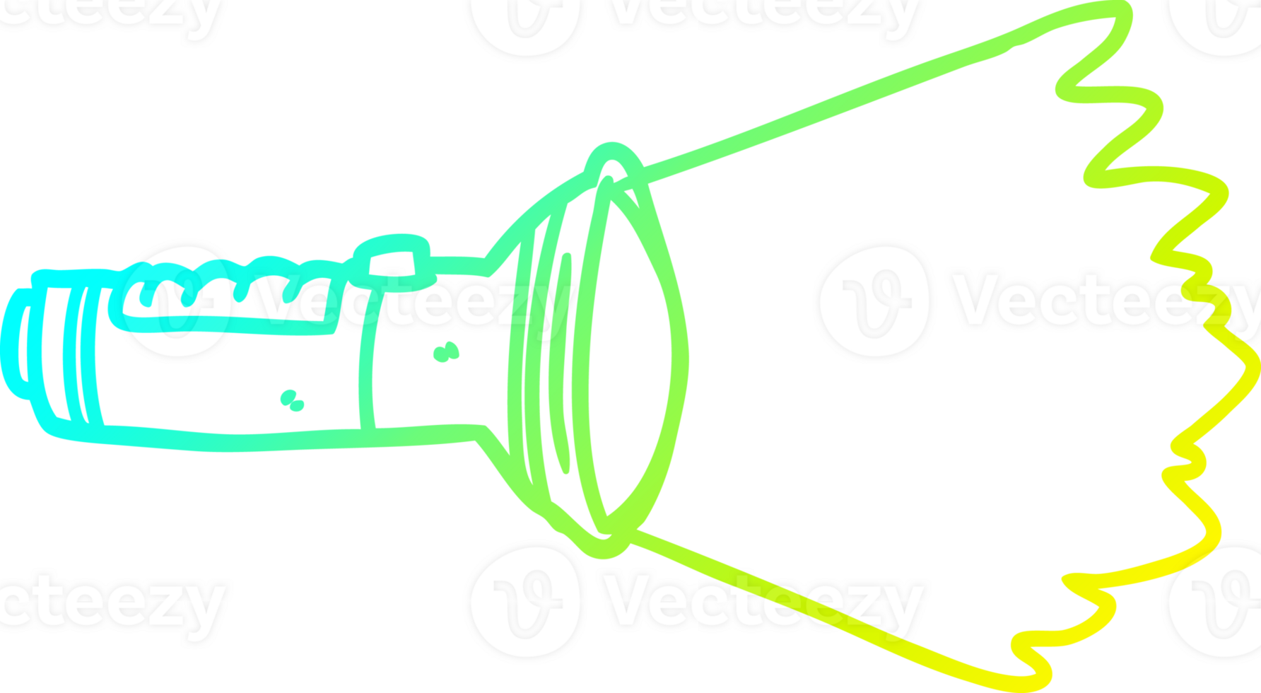 cold gradient line drawing of a electric torch shining png